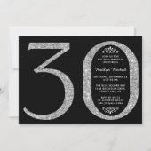 Elegant Silver Glitter Typografie 30th Birthday Kaart (Voorkant)