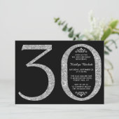 Elegant Silver Glitter Typografie 30th Birthday Kaart (Staand voorkant)