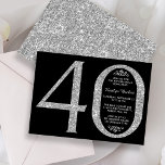 Elegant Silver Glitter Typografie 40th Birthday Kaart<br><div class="desc">Geniet in stijl met deze trendy en elegante zilveren glitter 40th Birthday uitnodigingen. Het ontwerp is gemakkelijk te personaliseren en uw gasten zullen enthousiast zijn wanneer zij deze stijlvolle uitnodigingen ontvangen.</div>