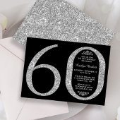 Elegant Silver Glitter Typografie 60th Birthday Kaart