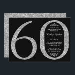 Elegant Silver Glitter Typografie 60th Birthday Kaart<br><div class="desc">Geniet in stijl met deze trendy en elegante zilveren glitter 60th Birthday uitnodigingen. Het ontwerp is gemakkelijk te personaliseren en uw gasten zullen enthousiast zijn wanneer zij deze stijlvolle uitnodigingen ontvangen.</div>