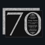 Elegant Silver Glitter Typografie 70th Birthday Kaart<br><div class="desc">Geniet in stijl met deze trendy en elegante zilveren glitter 70th Birthday uitnodigingen. Het ontwerp is gemakkelijk te personaliseren en uw gasten zullen enthousiast zijn wanneer zij deze stijlvolle uitnodigingen ontvangen.</div>