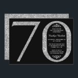 Elegant Silver Glitter Typografie 70th Birthday Kaart<br><div class="desc">Geniet in stijl met deze trendy en elegante zilveren glitter 70th Birthday uitnodigingen. Het ontwerp is gemakkelijk te personaliseren en uw gasten zullen enthousiast zijn wanneer zij deze stijlvolle uitnodigingen ontvangen.</div>