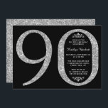 Elegant Silver Glitter Typografie 90th Birthday Kaart<br><div class="desc">Geniet in stijl met deze trendy en elegante zilveren glitter 90th Birthday uitnodigingen. Het ontwerp is gemakkelijk te personaliseren en uw gasten zullen enthousiast zijn wanneer zij deze stijlvolle uitnodigingen ontvangen.</div>