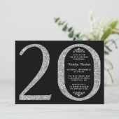 Elegant Silver Glitter Typography 20th Birthday Kaart (Staand voorkant)