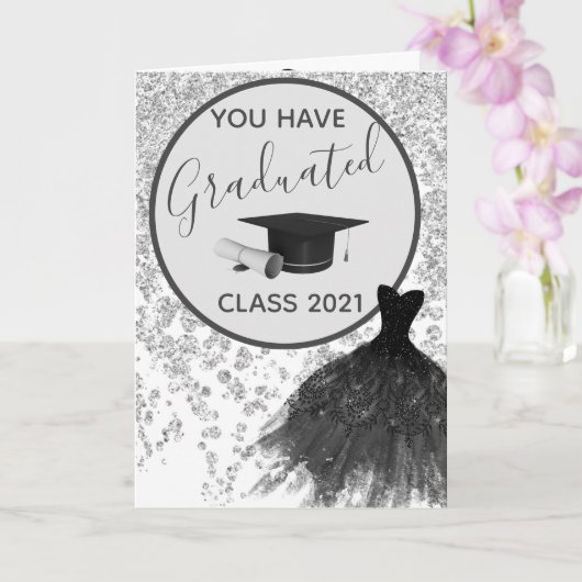 Elegant Silver Glitter U kunt het Afstudeerder van Kaart (Orchidee)