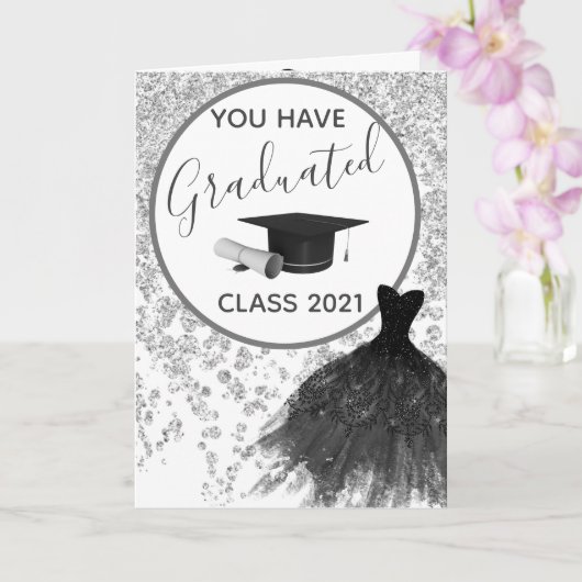 Elegant Silver Glitter U kunt het Afstudeerder van Kaart (Orchidee)