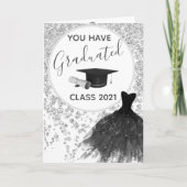 Elegant Silver Glitter U kunt het Afstudeerder van Kaart (Voorkant)