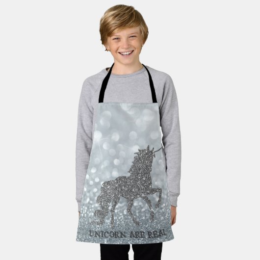 Elegant Silver Glitter Unicorn , Bokeh Schort (Gedragen)