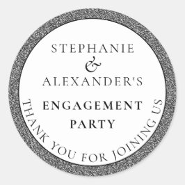 Elegant Silver Glitter Verloving Hartelijk dank Ronde Sticker