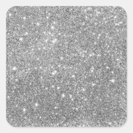 Elegant Silver Glitter Vierkante Sticker