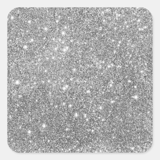 Elegant Silver Glitter Vierkante Sticker (Voorkant)