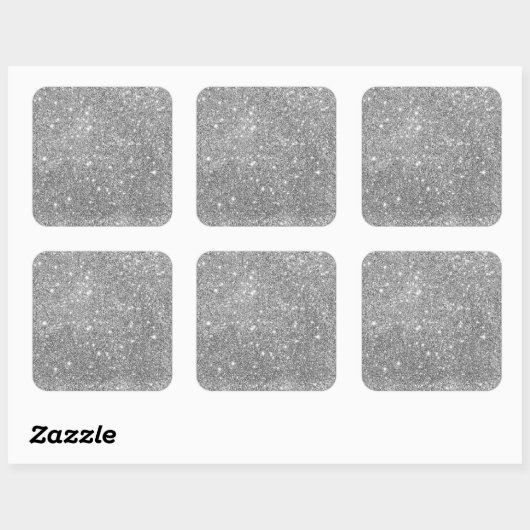 Elegant Silver Glitter Vierkante Sticker (Vel)