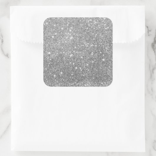 Elegant Silver Glitter Vierkante Sticker (Tas)