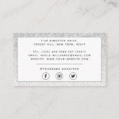 Elegant Silver Glitter Visitekaartje (Achterkant)