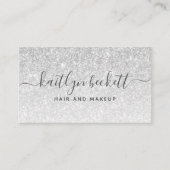 Elegant Silver Glitter Visitekaartje (Voorkant)