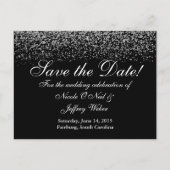 Elegant Silver Glitter Wedding Save the Date Aankondigingskaart (Voorkant)