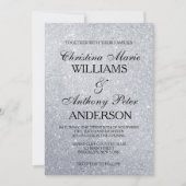 Elegant Silver Glitter Wedding Uitnodiging (Voorkant)