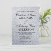Elegant Silver Glitter Wedding Uitnodiging (Staand voorkant)