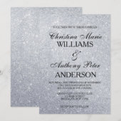 Elegant Silver Glitter Wedding Uitnodiging (Voorkant / Achterkant)