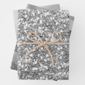 Elegant Silver Glitter Wrapping Paper Sheets (In situ)