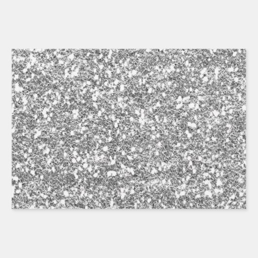 Elegant Silver Glitter Wrapping Paper Sheets (Voorkant)