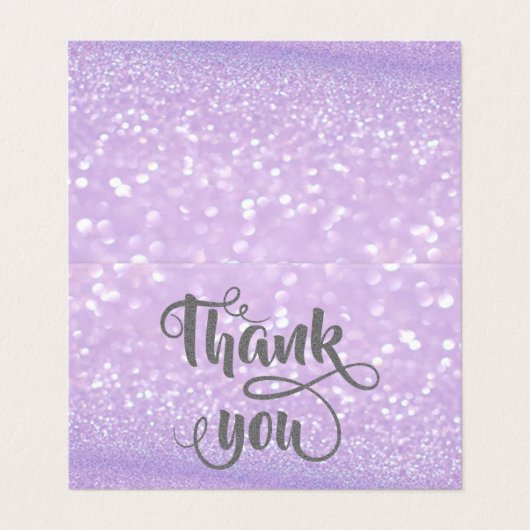 Elegant Silver Glittery Bokeh Hartelijk dank voor  Visitekaartje (Buitenkant ongevouwen)