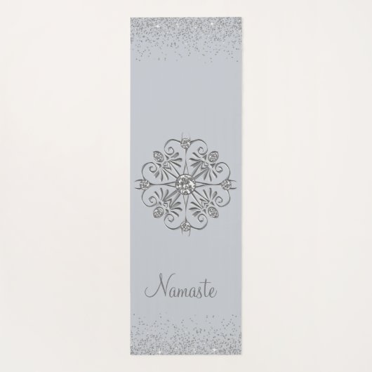 Elegant Silver Glittery Gem Yogamat (Achterkant)