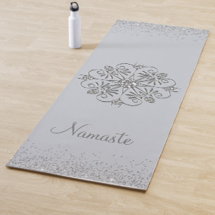 Elegant Silver Glittery Gem Yogamat