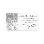 Elegant Silver Glittery Sparging Return-adres Etiket (Voorkant)