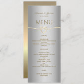 Elegant Silver Gold Calligraphy Wedding Menu (Voorkant / Achterkant)