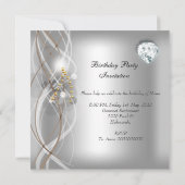 Elegant Silver Gold Champagne Birthday Party Kaart (Achterkant)