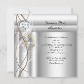 Elegant Silver Gold Champagne Birthday Party Kaart (Achterkant)
