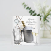 Elegant Silver Gold Champagne High Heels Party Kaart (Staand voorkant)