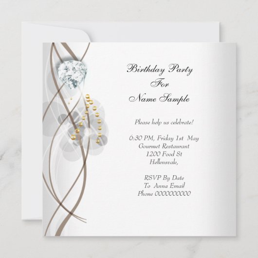 Elegant Silver Gold Champagne High Heels Party Kaart (Achterkant)