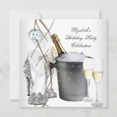 Elegant Silver Gold Champagne High Heels Party Kaart (Voorkant)