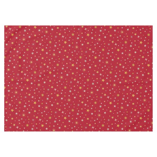 Elegant Silver Gold Cute Festive Red Kerstmis Tafelkleed (Voorkant (Horizontaal))