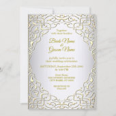 Elegant Silver Gold Decorative Wedding Uitnodiging (Voorkant)