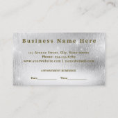 Elegant Silver / Gold Glam Haarstylist Appointment Afsprakenkaartje (Achterkant)