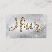 Elegant Silver / Gold Glam Haarstylist Appointment Afsprakenkaartje (Voorkant)