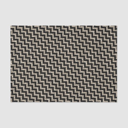 Elegant Silver Gold Glitter Chevron in Black Tissuepapier (Voorkant)