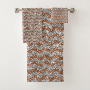 Elegant Silver Gold Glitter Chevron Zig Zag Design Bad Handdoek
