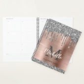 Elegant Silver Gold Glitter Drips Monogram 2022 Planner (Display)