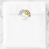 Elegant Silver Gold Glitter Floral White Kerstmis Ronde Sticker (Tas)