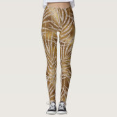 Elegant Silver Gold Glitter Foliage Pattern Chic Leggings (Voorkant)
