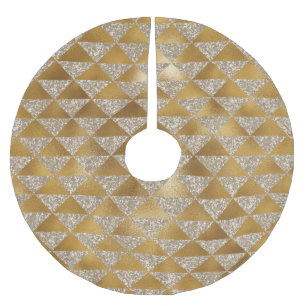 Elegant Silver Gold Glitter Triangle Patroon Chic Kerstboom Rok