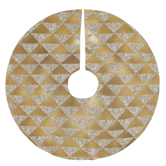 Elegant Silver Gold Glitter Triangle Patroon Chic Kerstboom Rok (Voorkant)