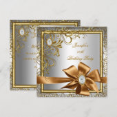 Elegant Silver Gold Jewel afbeelding Birthday Part Kaart (Voorkant / Achterkant)
