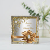 Elegant Silver Gold Jewel afbeelding Birthday Part Kaart (Staand voorkant)