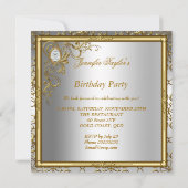 Elegant Silver Gold Jewel afbeelding Birthday Part Kaart (Achterkant)